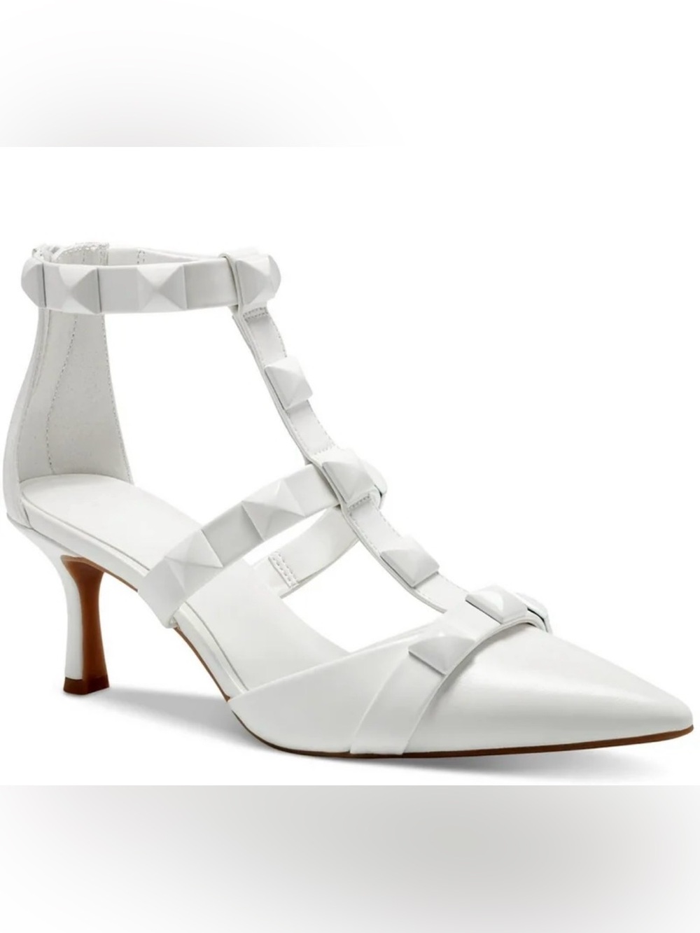 INC Womens Gilana Ankle Strap Pointed Toe Pumps (White)